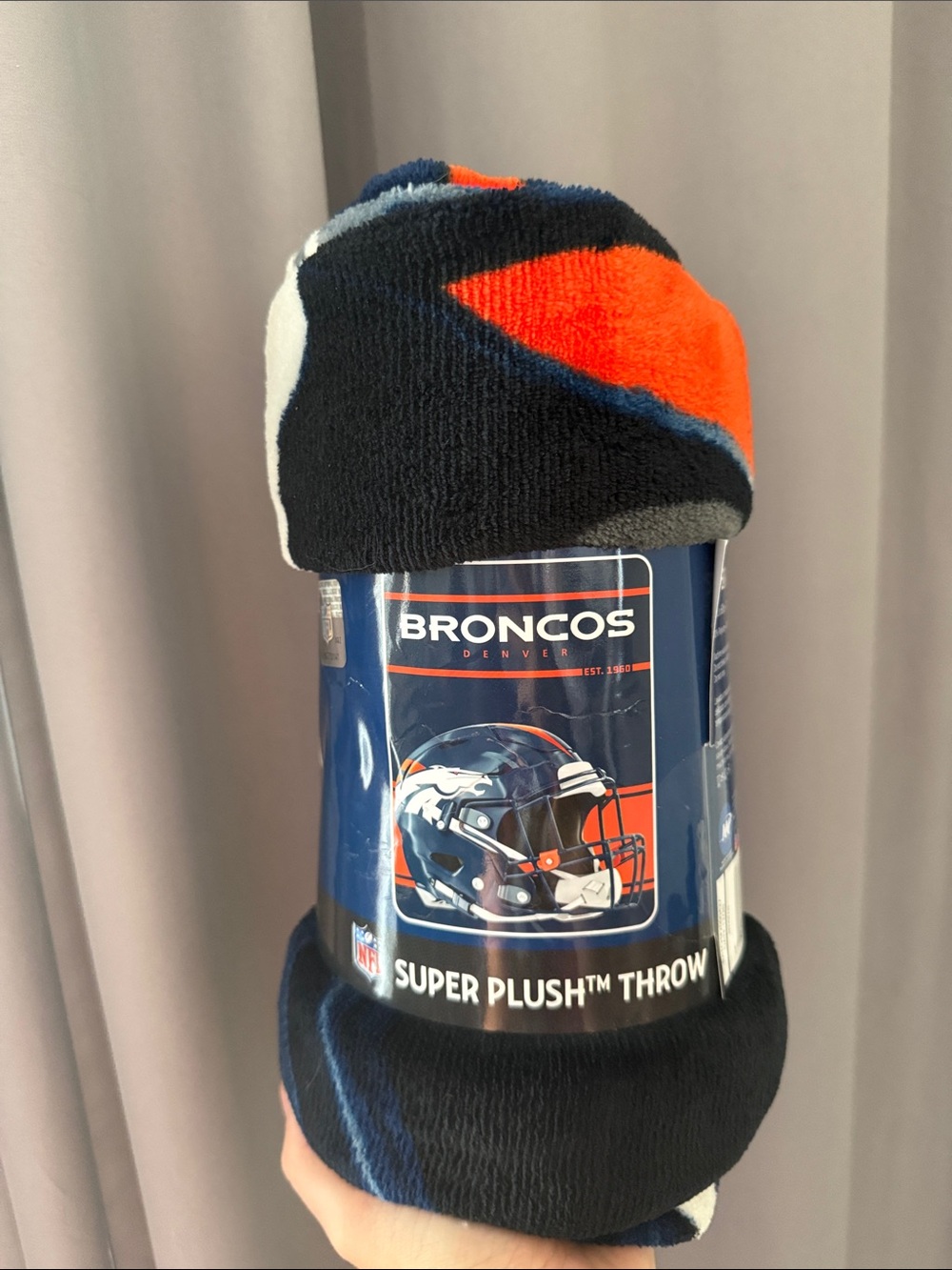Plush broncos blanket